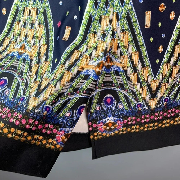 MARIO SERRANI Jewel Print Sleeveless Midi Dress Navy Blue Form Fitting Size 6 - Picture 7 of 11